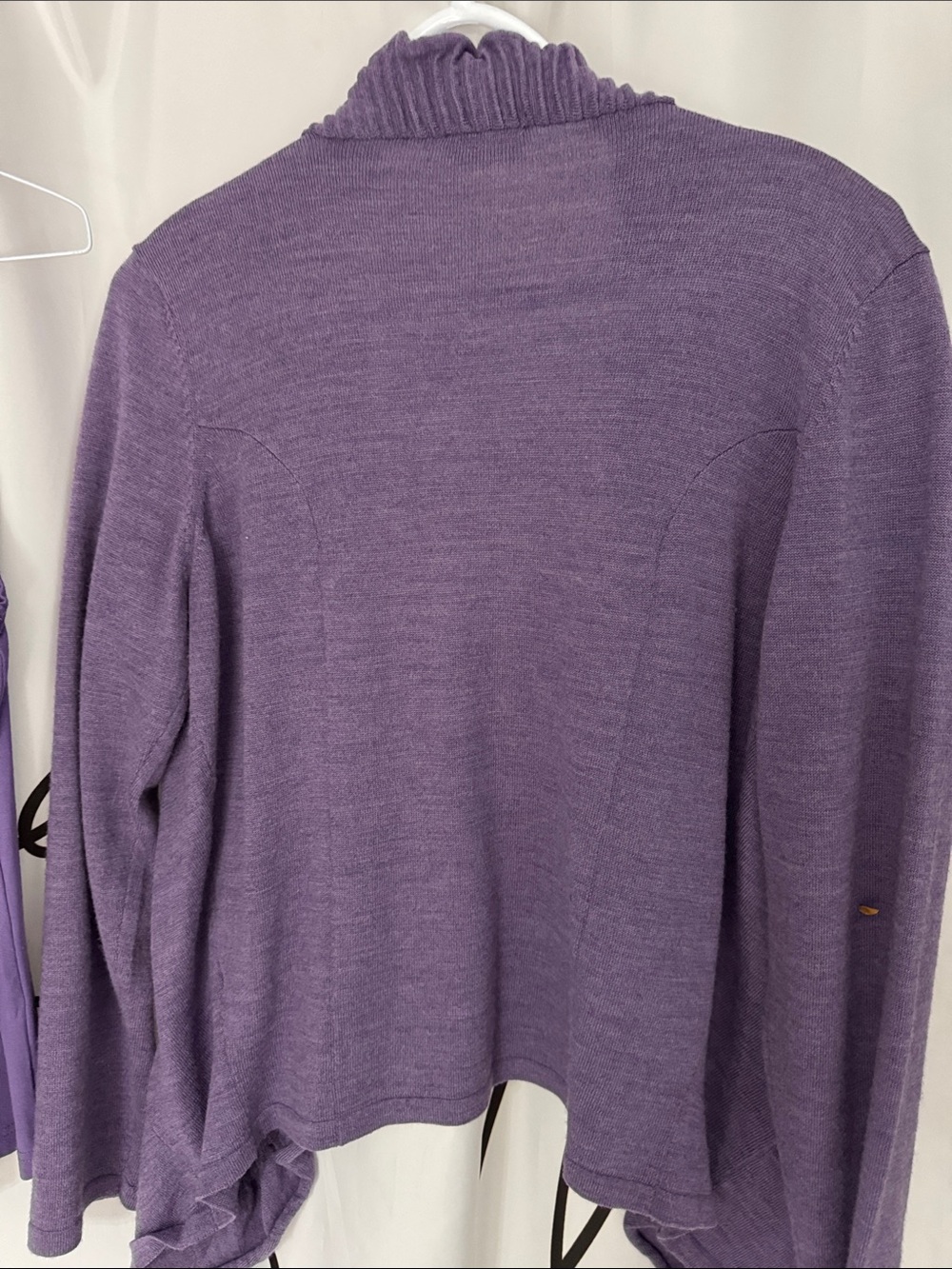 Purple Ruffle Open-Front Women’s Sweater Set - Picture 4 of 4